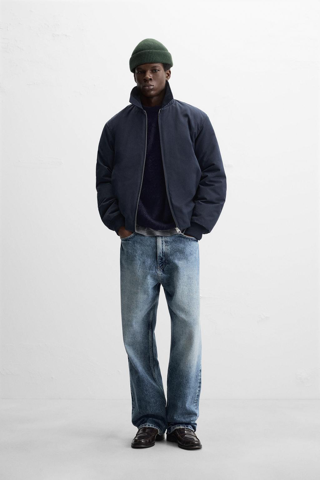 

Утепленная куртка-бомбер ZARA, темно-синий