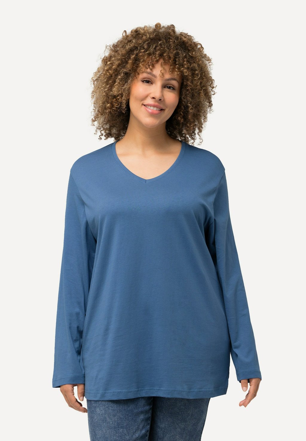 

Футболка с длинным рукавом BASIC V Ulla Popken, цвет Blue Denim