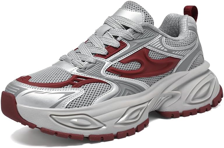 

Мужские серебристые модные кроссовки PILLUREN, папины туфли, для прогулок, повседневные, спортивные, массивная платформа