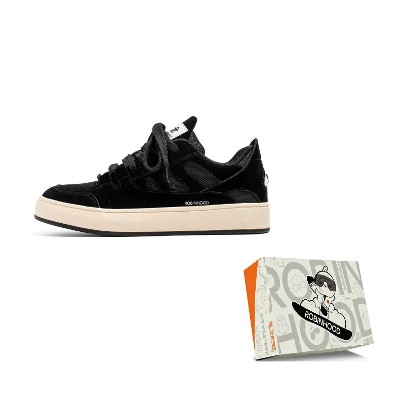 

ROBINHOOD Кроссовки для скейтборда мужские с амортизацией, защитой от ударов и устойчивостью к истиранию, низкие, черные, цвет Black