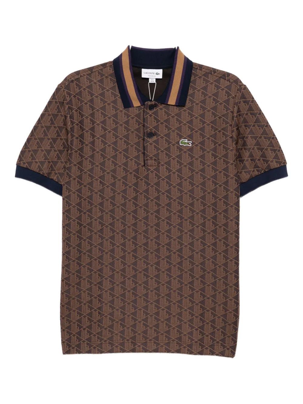 

Рубашка-поло с монограммой и жаккардом Lacoste, коричневый