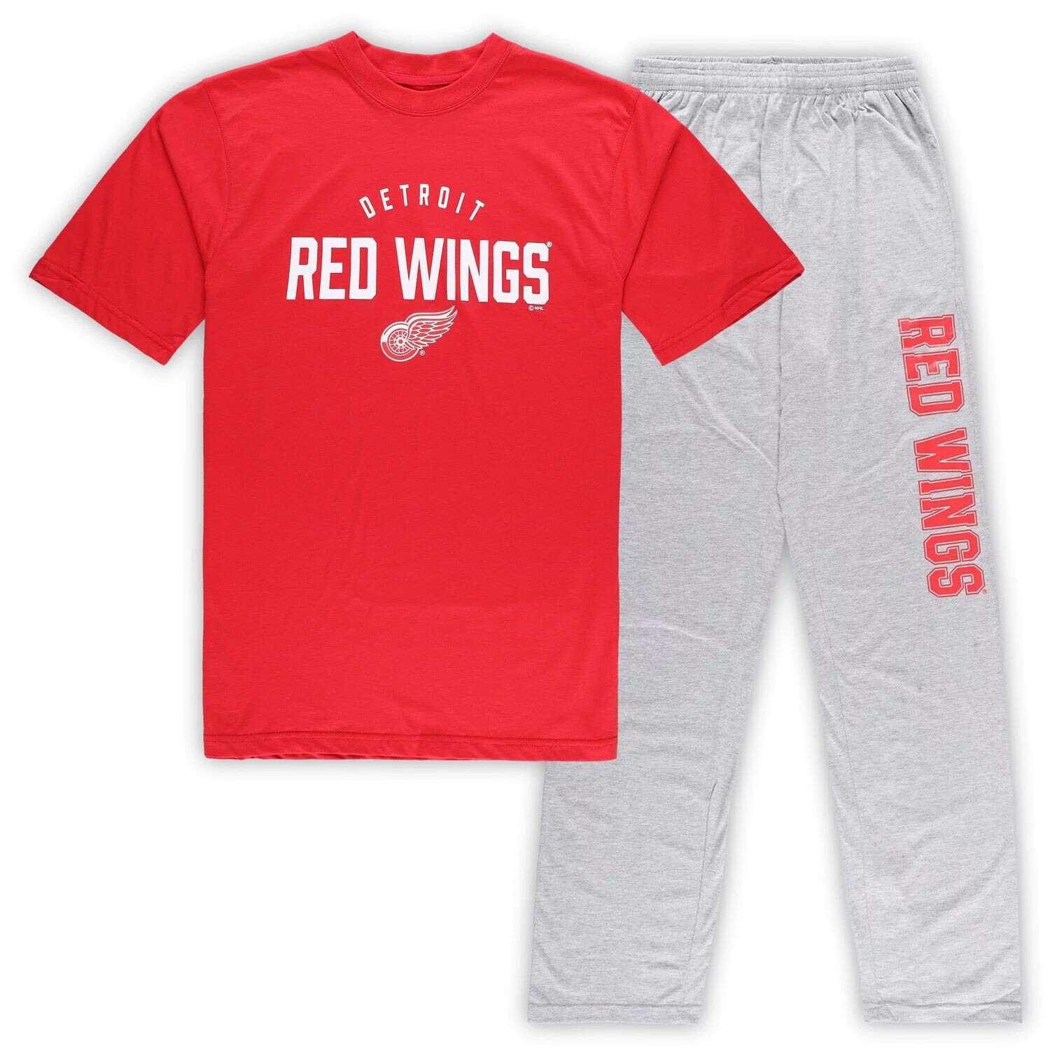 

Мужской комплект для отдыха с футболкой и брюками Detroit Red Wings Red/Heather Grey Big & Tall