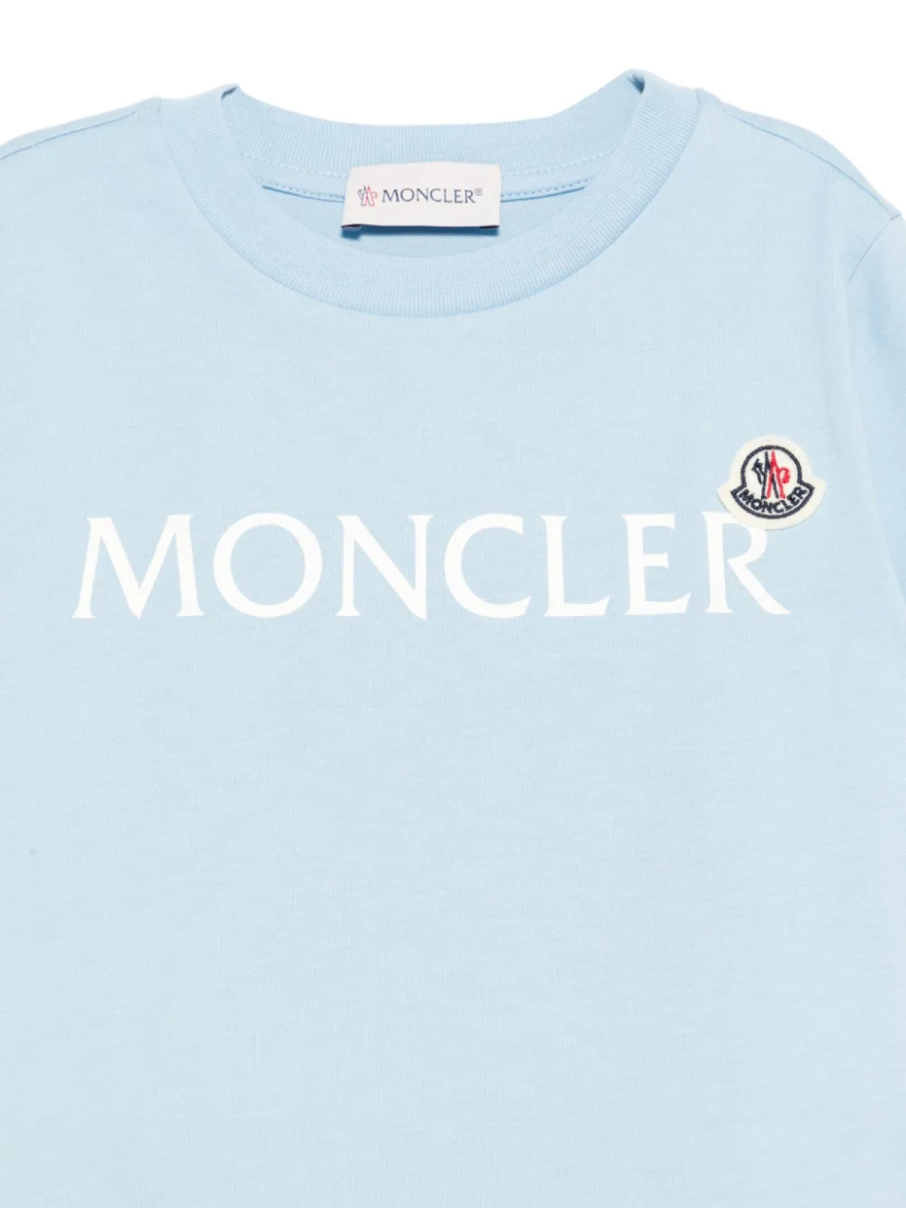 Футболка из хлопка с логотипом Moncler Enfant, синий — фото 3