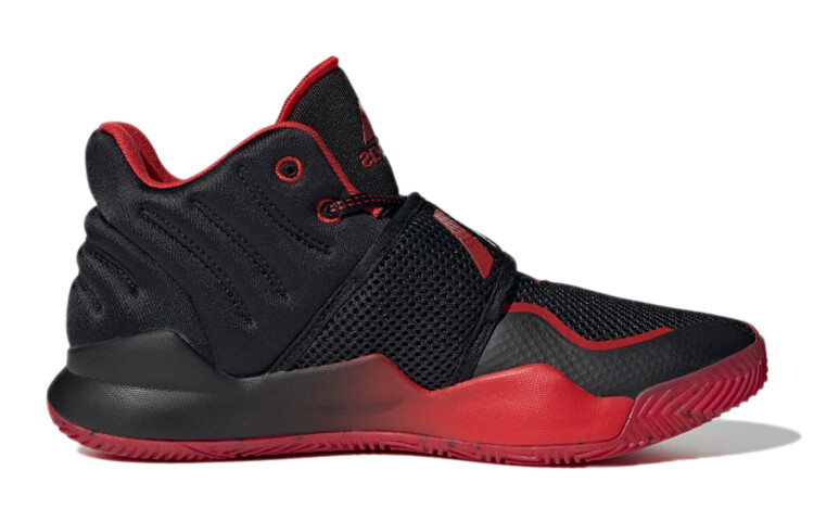 Баскетбольные кроссовки Deep Threat Kids GS Low-top черные/красные Adidas — фото 2