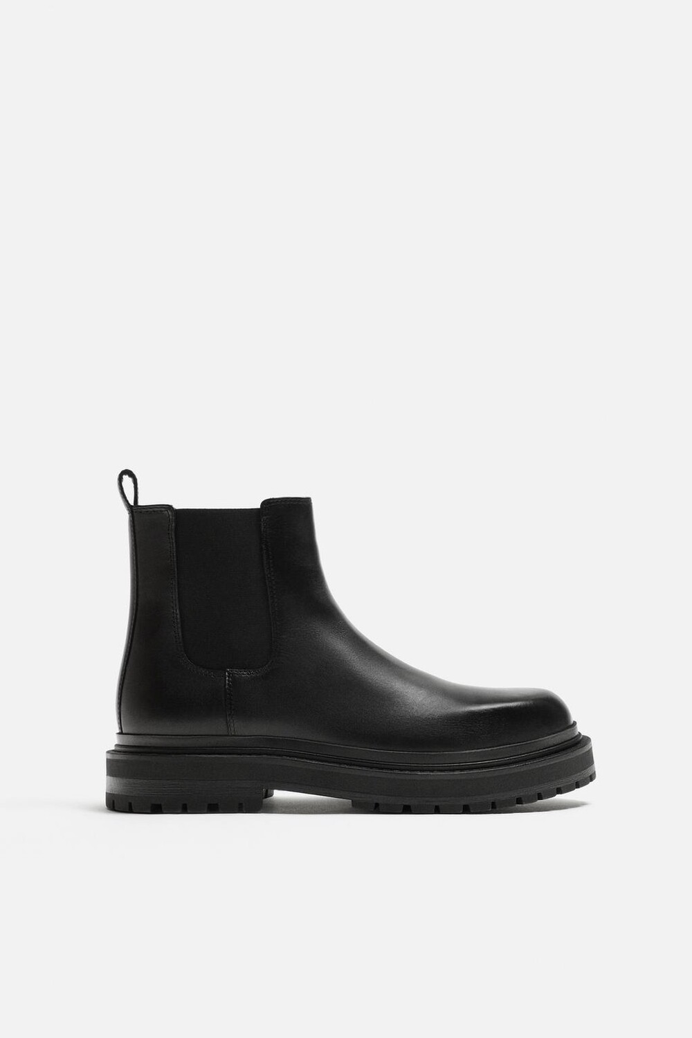 

Массивные кожаные ботинки «челси» ZARA, черный