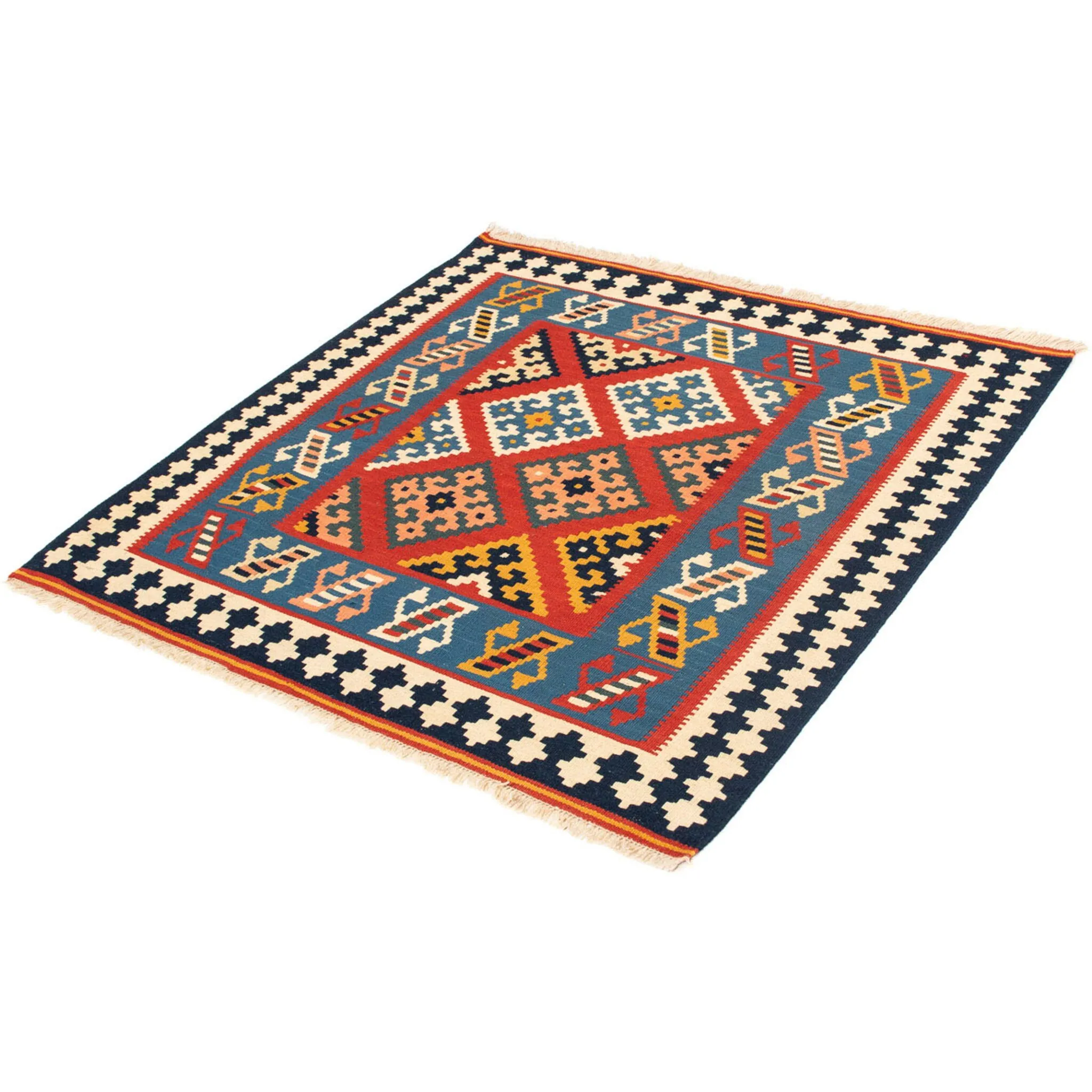 

Шерстяной ковер Morgenland «Kilim - Oriental Square - 105 x 103 см - темно-красный», квадратный, высота 6 мм, гостиная, цельный