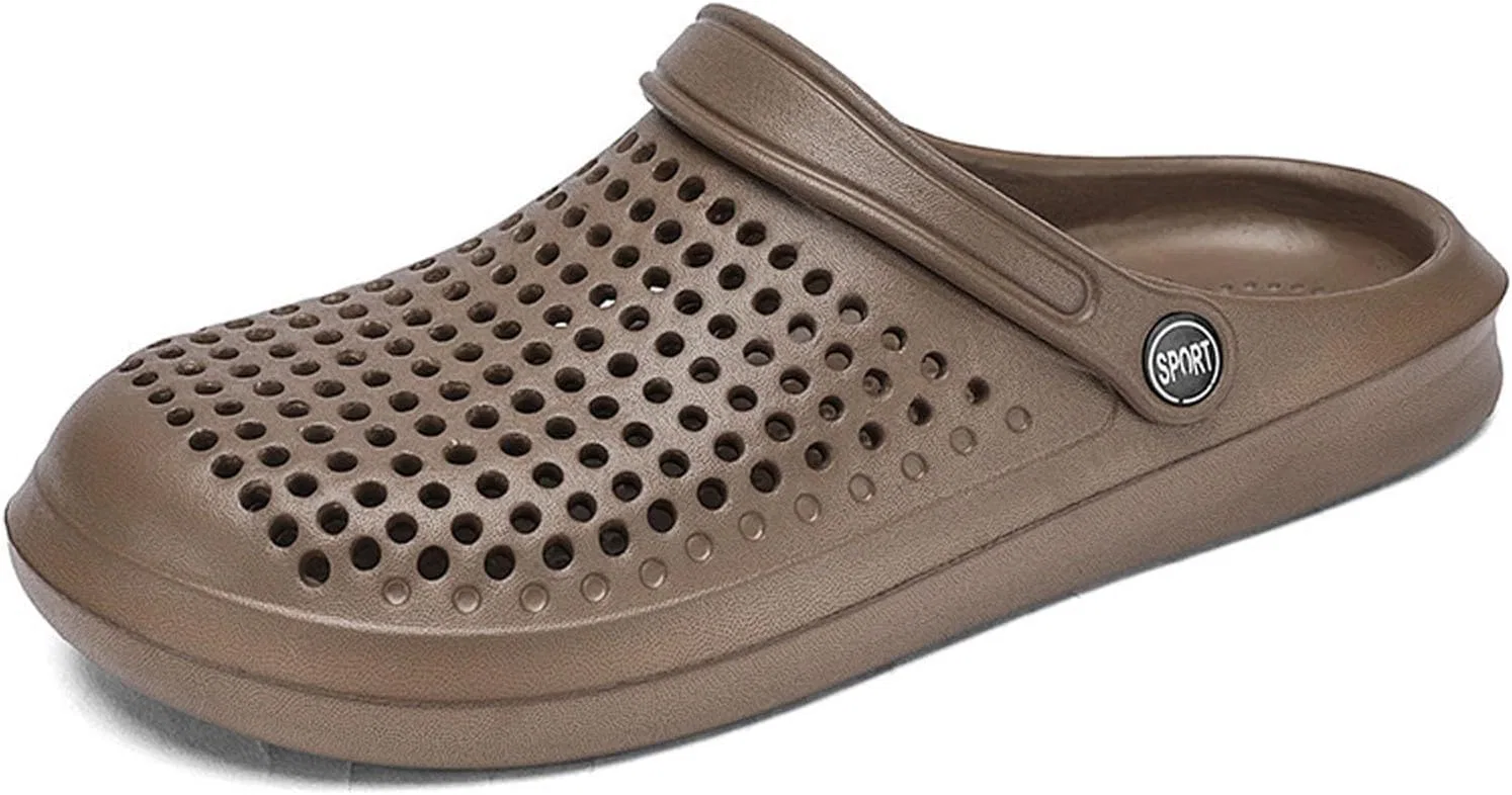 Сабо Hanraz Gartenclogs Damen Gummi - унисекс Atmungsaktiv Badeschuhe Leicht Lochclogs Wasserdicht Outdoorschuhe Flexibel Küchenschuhe Weich Pantoletten Garten Outdoor, A02 Braun