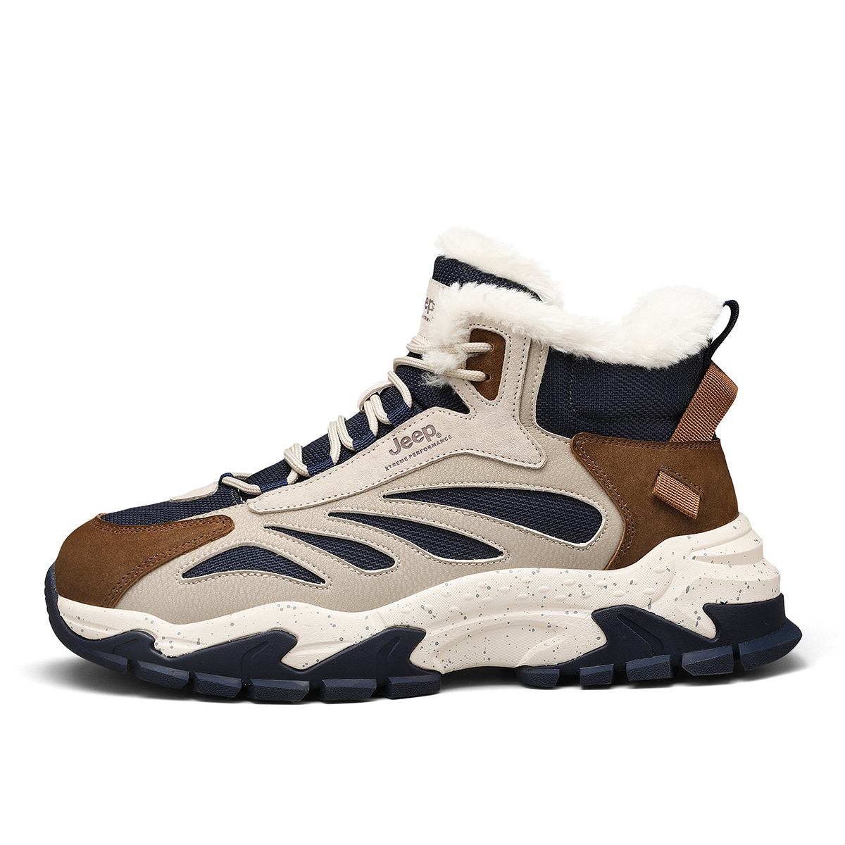 

Термоизолирующие амортизирующие высокие нескользящие повседневные кроссовки для мужчин Jeep, бежевый синий