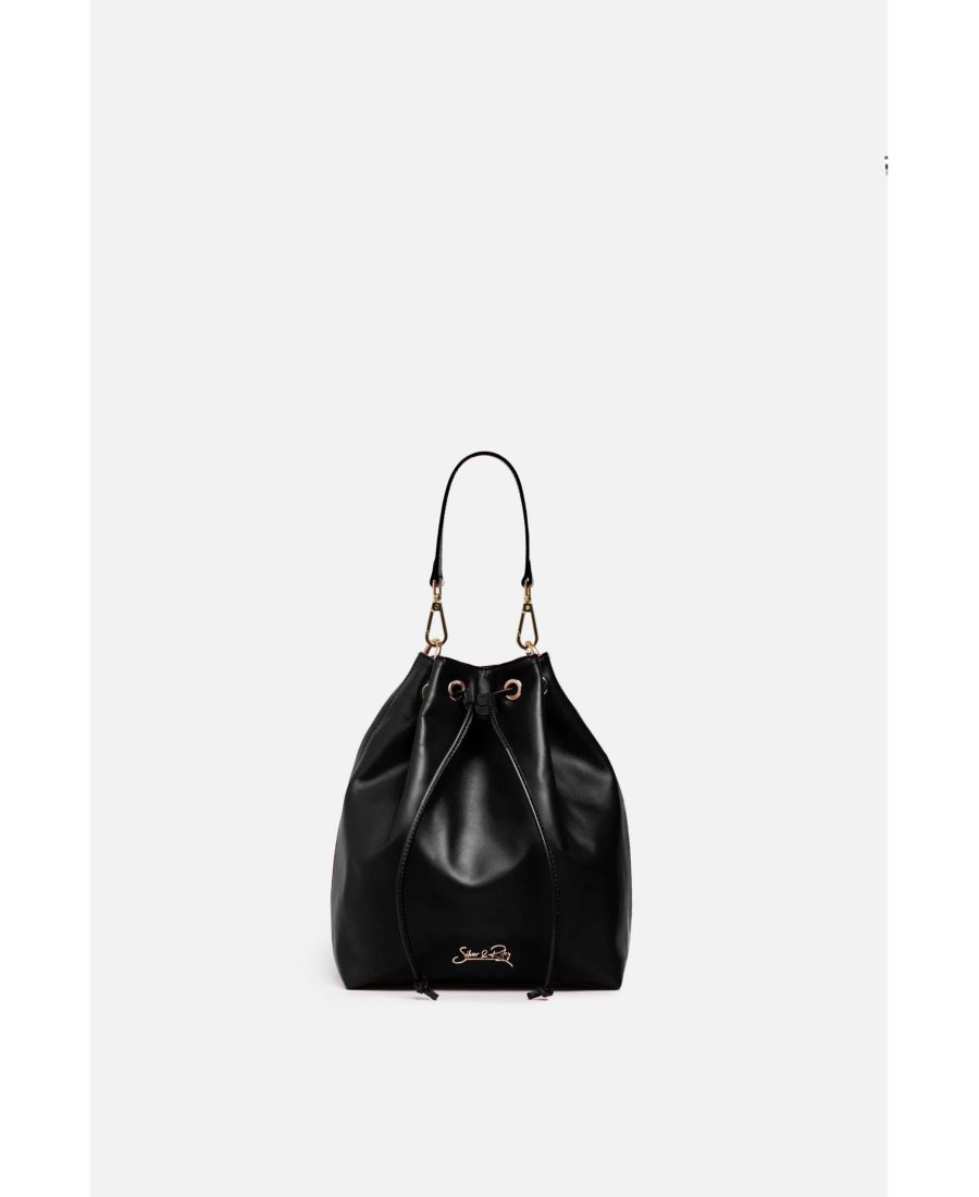 

Кожаная сумка-ведро Madison на завязках, черная Silver & Riley, No Color