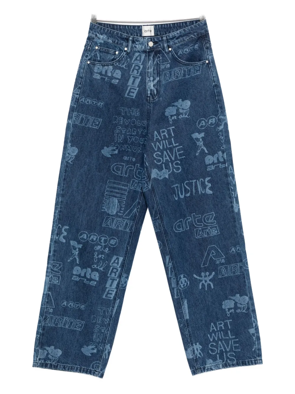 

Джинсы прямого кроя с графическим принтом Arte Antwerp, синий
