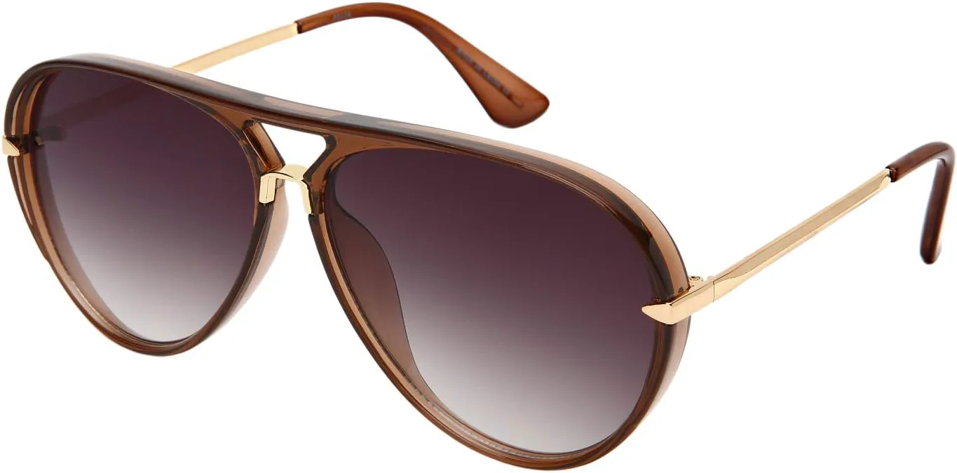 

EDGEIWEAR Дизайнерские солнцезащитные очки-авиаторы для мужчин и женщин, с плоскими градиентными линзами и защитой от УФ-излучения 53114-FLAP-3(CL.BRN.ap)