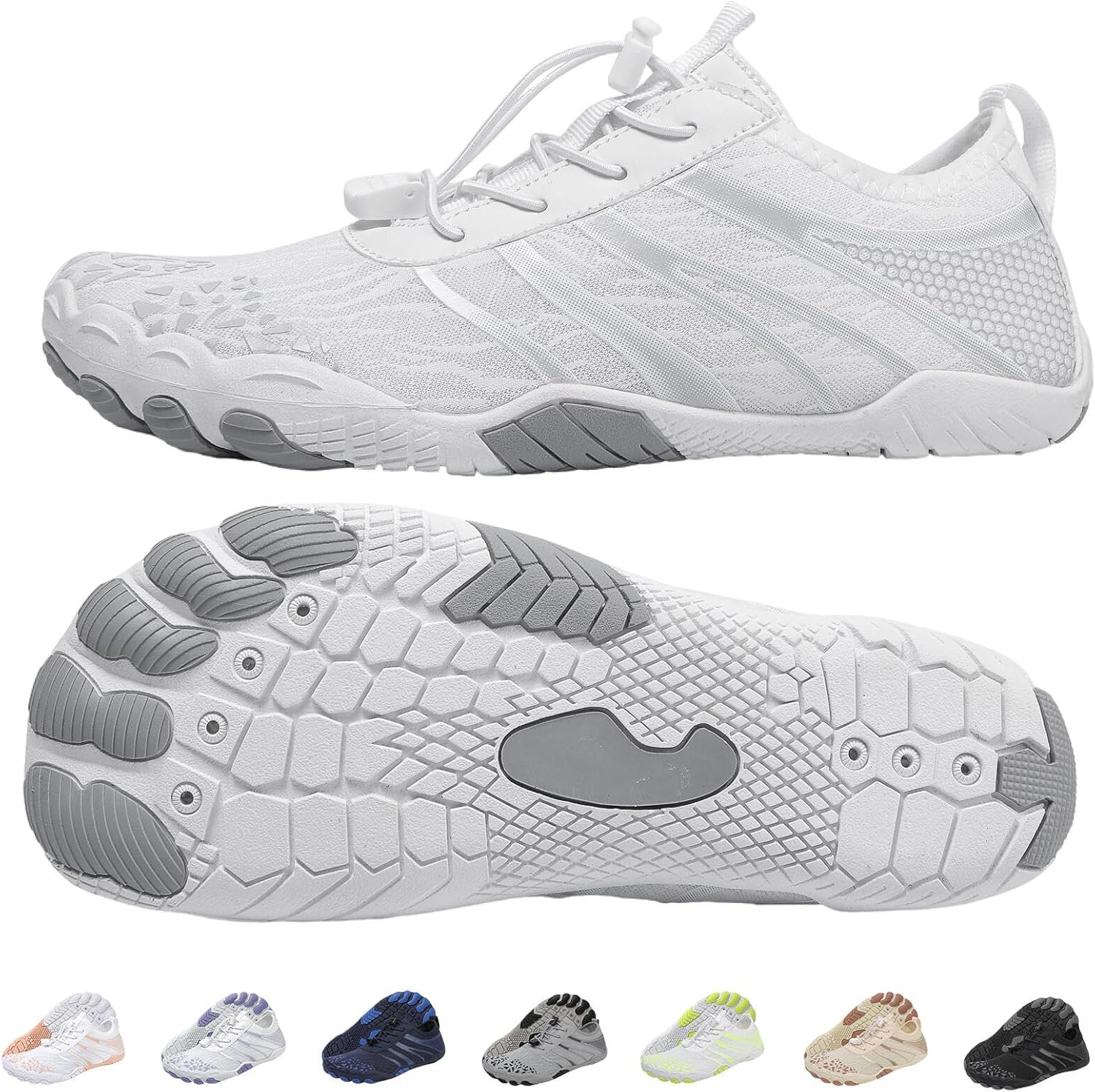 

Горные кроссовки для ходьбы для мужчин и женщин, с широкой носочной частью, противоскользящие, для бега, пляжа, плавания и бассейна Kiyenus, серый