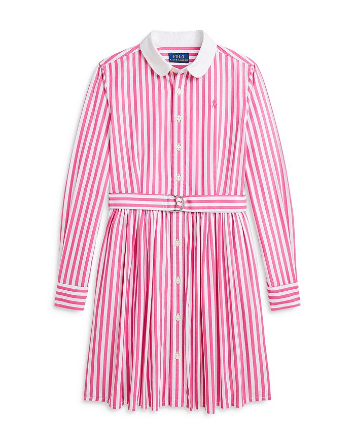 

Платье-рубашка из хлопкового поплина в полоску для девочек - Little Kid, Big Kid Ralph Lauren, розовый