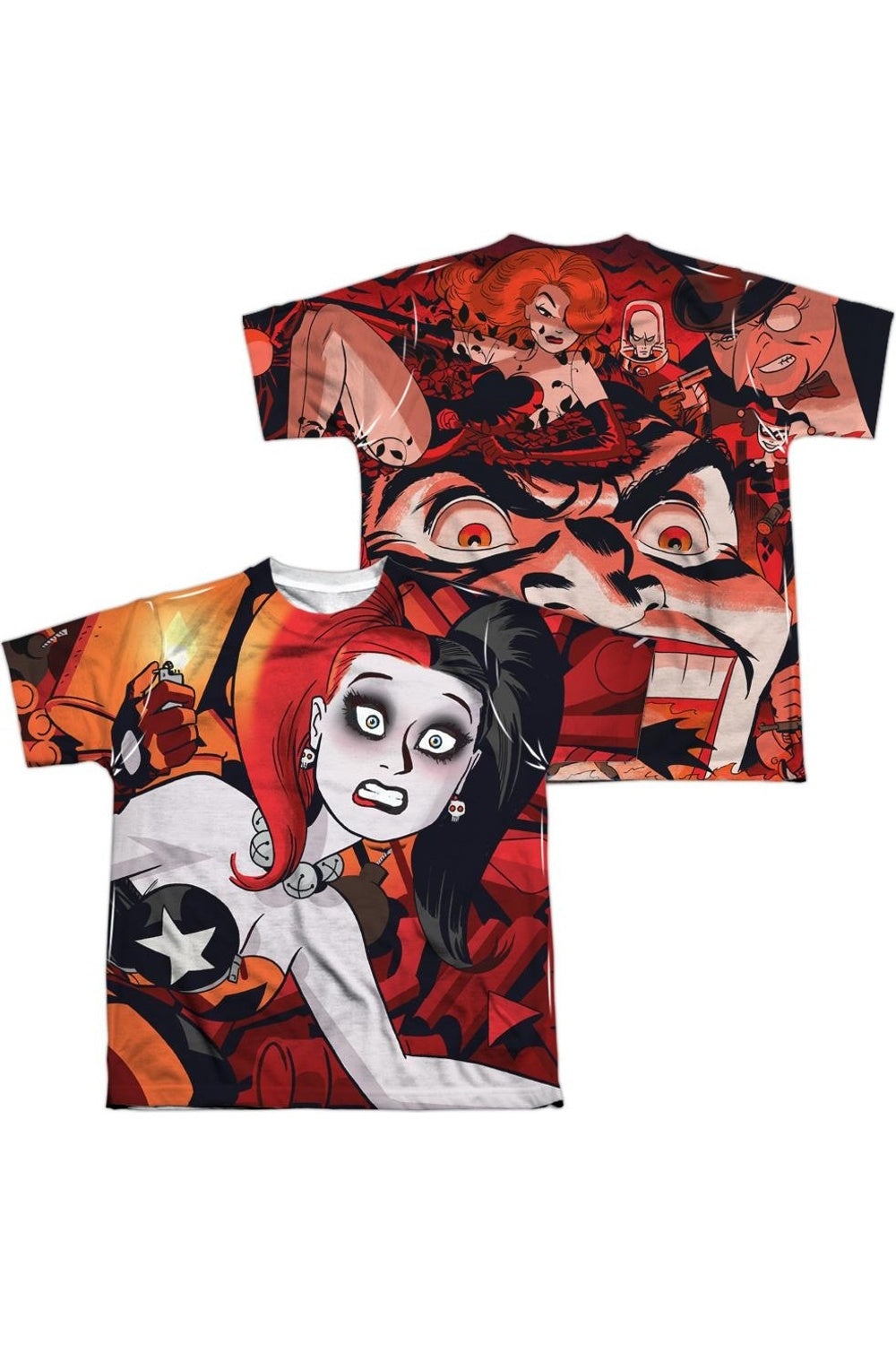 

Футболка с коротким рукавом для подростков Batman Harley Cooke (принт спереди и сзади) Gildan, белый