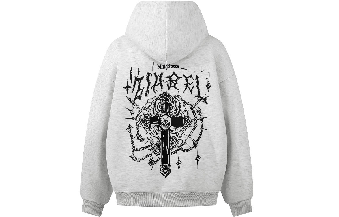 

Толстовка Unisex Hooded Moderate Heavyweight ZIAREL, белый heather серый