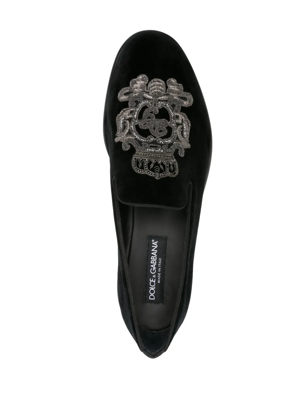 Слиперы с вышивкой Coat of Arms DOLCE & GABBANA, черный — фото 4