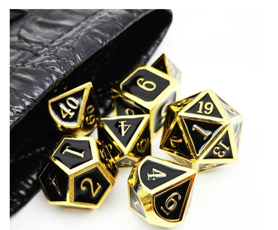

Набор из 7 металлических кубиков для РПГ, черное золото, RGFK