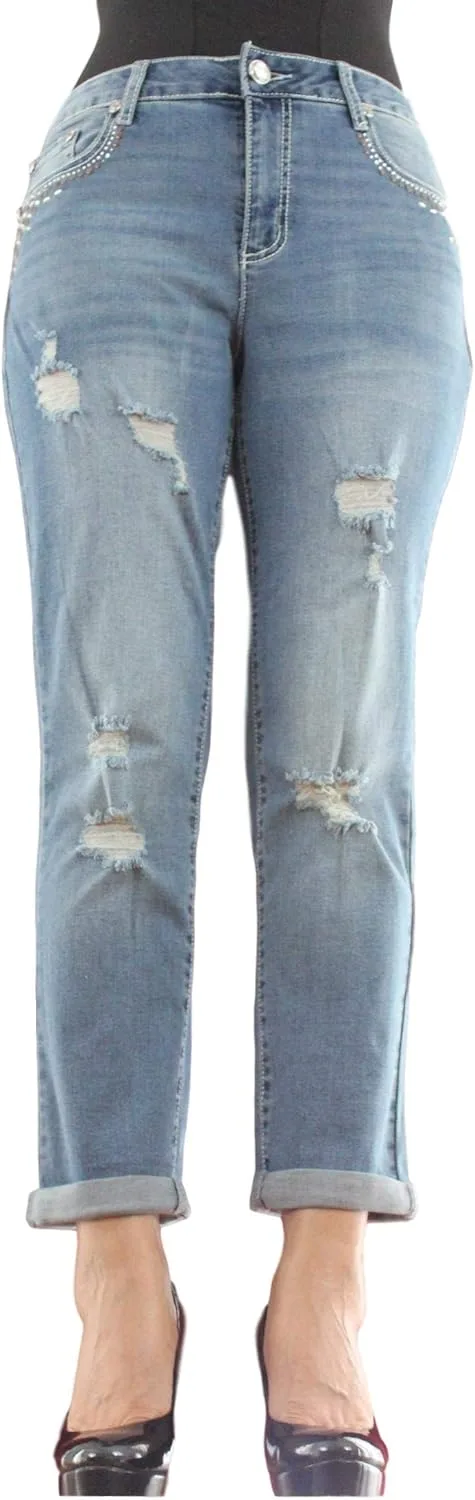 

Джинсы Women Jean Missy с кристаллами и прорезями Project Indigo