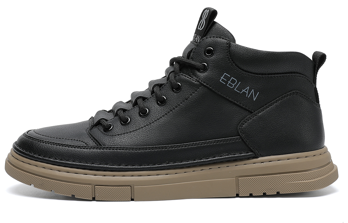 

Мужские кроссовки для скейтбординга Mid Top Black EBLAN, утепленные черным флисом