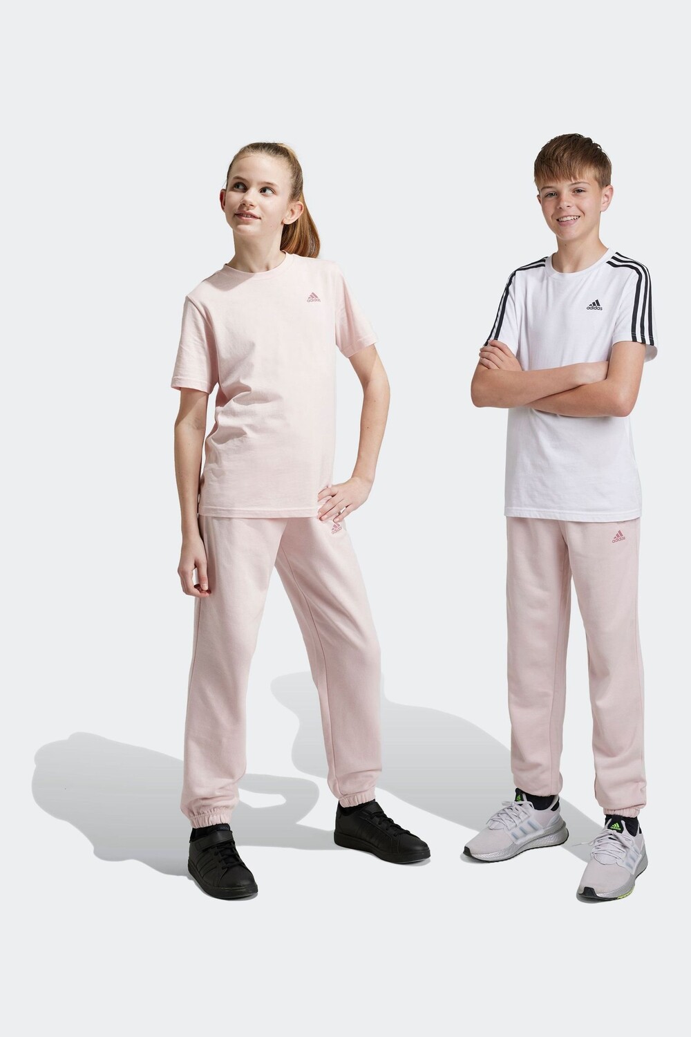 

Детские удобные флисовые джоггеры с маленьким логотипом Adidas, розовый
