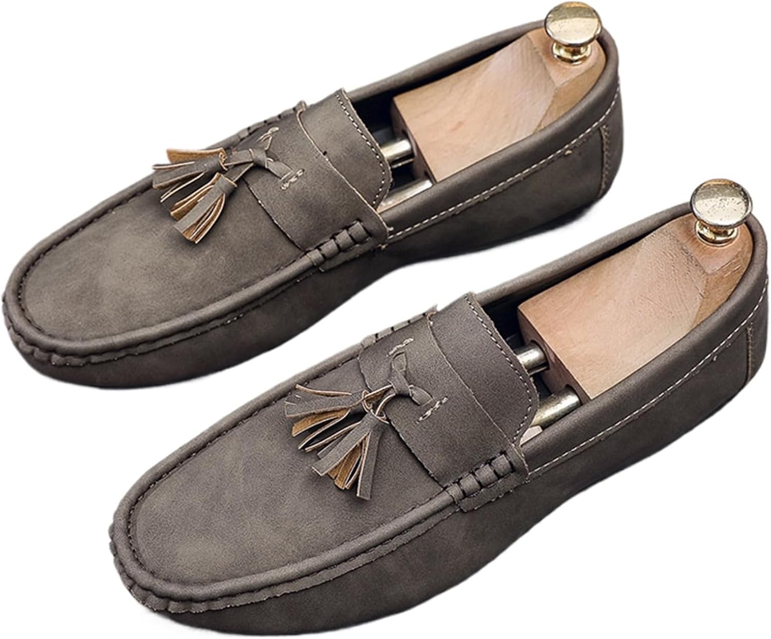

Мужские мягкие кожаные мокасины-лодочки с кисточками, классические низкие пенни-туфли, удобные без шнурков, противоскользящие лоферы для ходьбы Bnwelk, серый