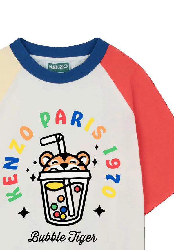Футболка с принтом mit ärmeln und kontrastierendem Kenzo Kids, Offwhite — фото 3