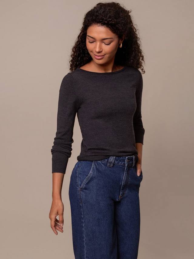 

Джемпер из тонкого мериносового кашемира с лодочкой Celtic & Co., Charcoal