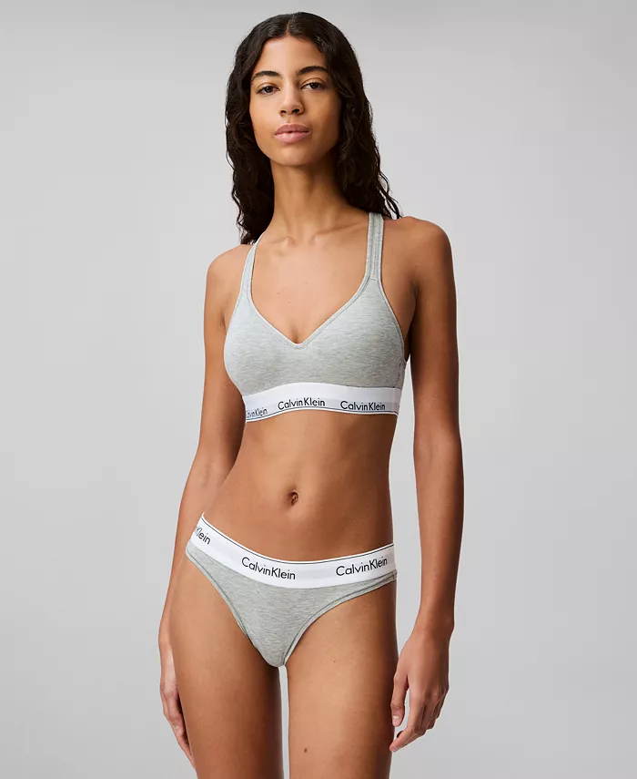 Calvin Klein женский современный бюстгальтер-бралетт с хлопковой подкладкой QF1654, серый — фото 3