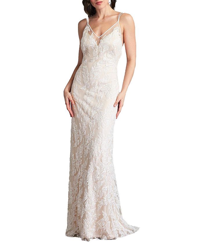 

Платье Pippa с вышитыми бретелями из тюля Tadashi Shoji, слоновая кость/кремовый