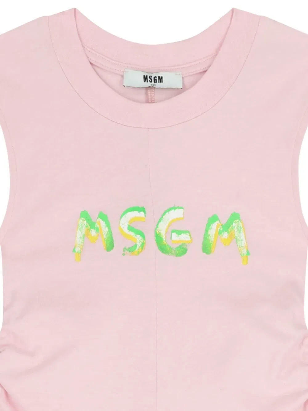 Платье с присборенным верхом и принтом логотипа Msgm Kids, розовый — фото 3