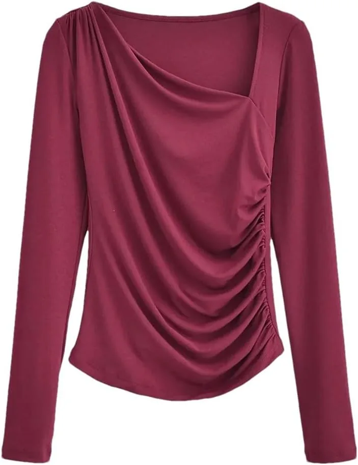 

Женская футболка с асимметричным вырезом в стиле винтаж