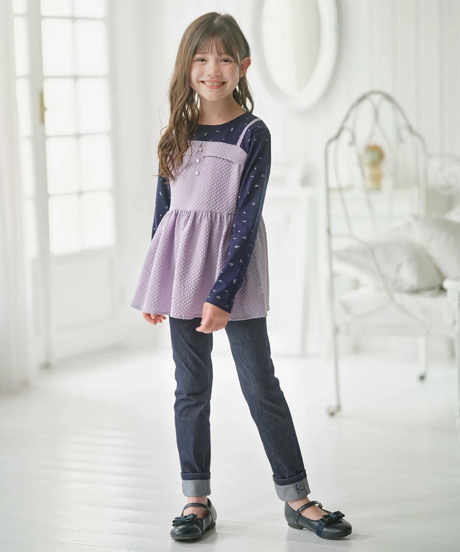 [110-140 см] Джинсовые трикотажные брюки Symphony Kids Suite, Navy [075] — фото 4