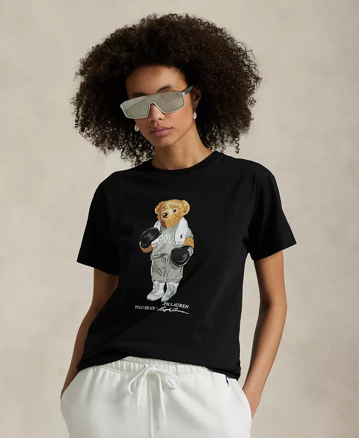 

Женская хлопковая футболка Polo Bear Polo Ralph Lauren, черный