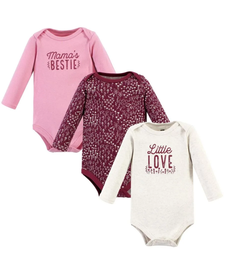 Комплект из 3 хлопковых боди с длинными рукавами Hudson Baby, Little Love Flowers 3-Pack