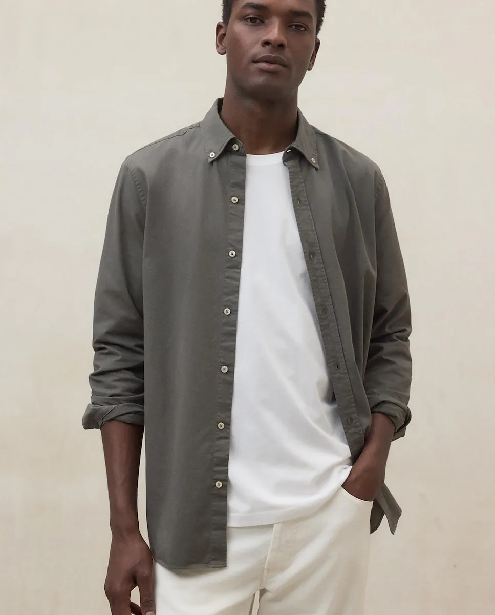 

Мужская рубашка с длинным рукавом, гладкая, с застежкой на пуговицах на манжетах Ecoalf, зеленый