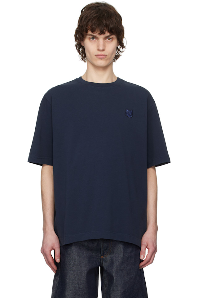

Футболка оверсайз с принтом головы дерзкого лиса Maison Kitsuné, цвет deep navy