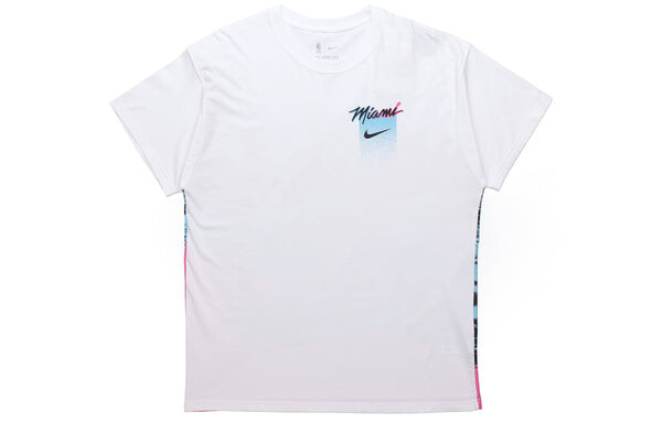 Футболка nba courtside city edition miami heat с принтом на спине спортивные с коротким рукавом Nike, белый — фото 2