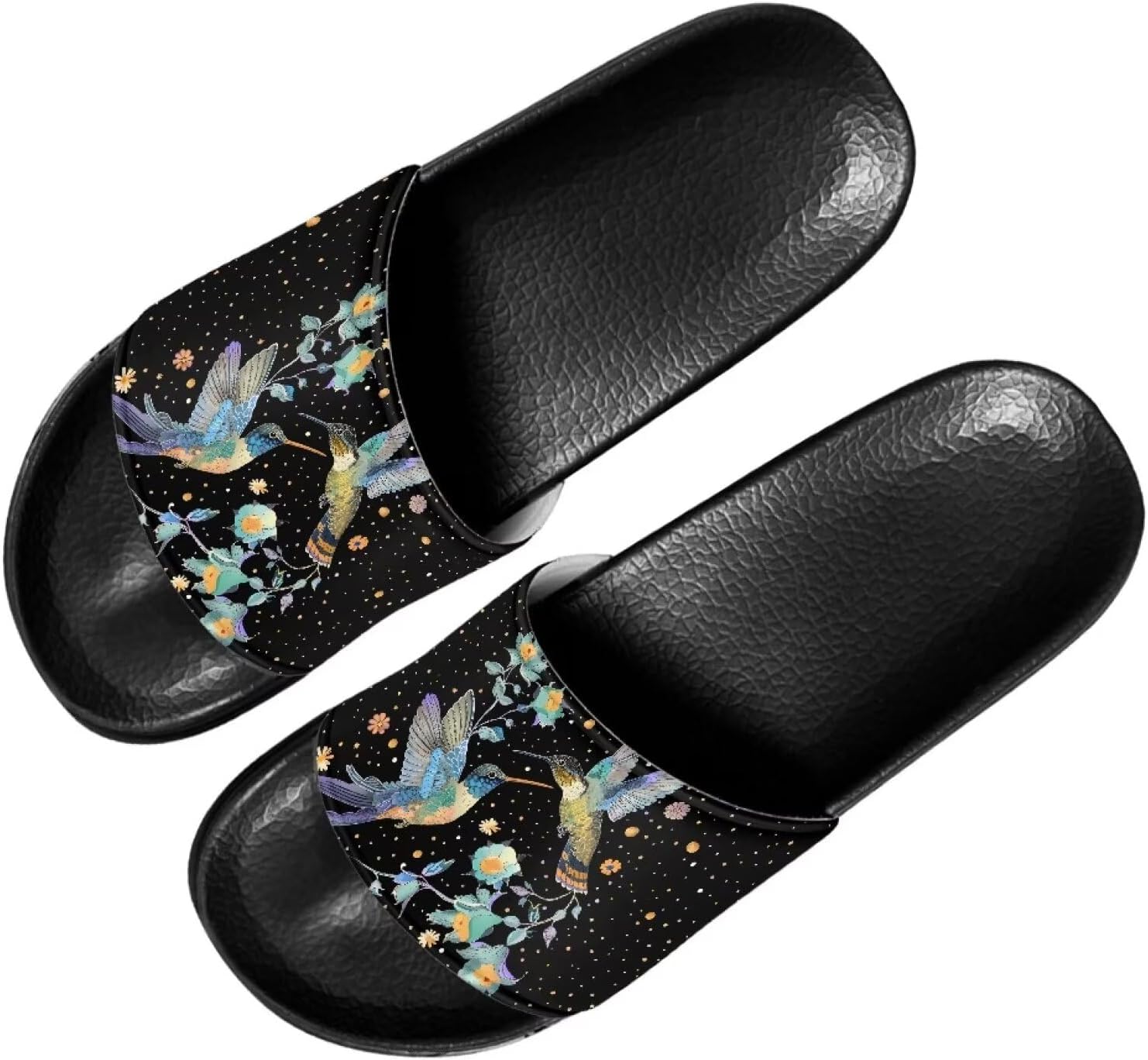 

Унисекс шлепанцы Forchrinse Hawaiian Starfish для мужчин и женщин, открытый носок, для душа, повседневная обувь на плоской подошве, Hummingbird Flower