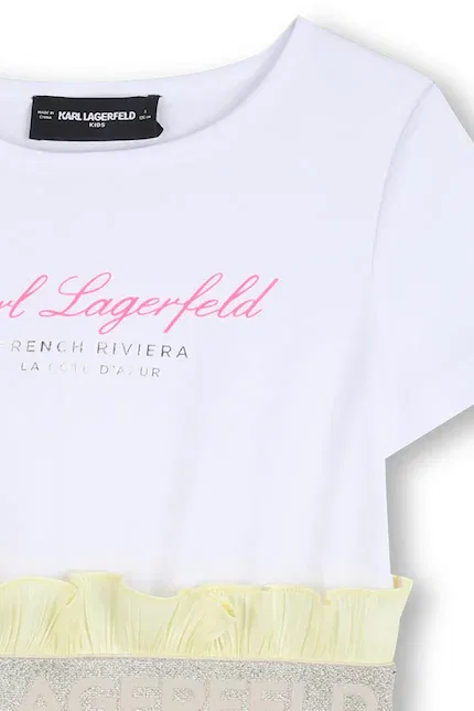 Платье детское с декоративными вставками Karl Lagerfeld, желтый — фото 4