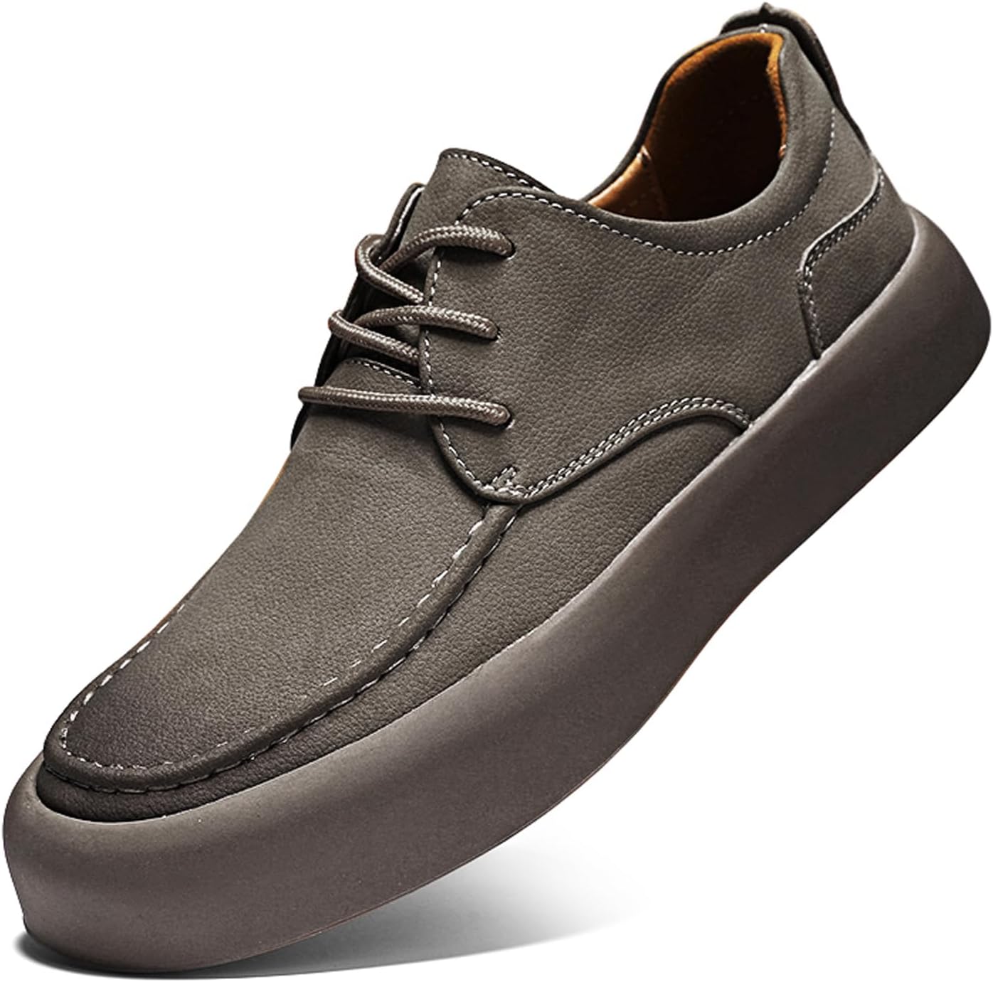 

Мужские туфли-лоаферы на плоской подошве из натуральной кожи с шнуровкой, формальные оксфорды, модные с круглым носком, ручной работы, повседневные деловые туфли для работы, прогулок на улице и вождения Generic, серый