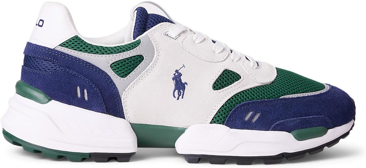 

Polo Ralph Lauren мужские кроссовки low top на шнуровке из замши и сетки Jgr Pp, Navy/Bianco/Green