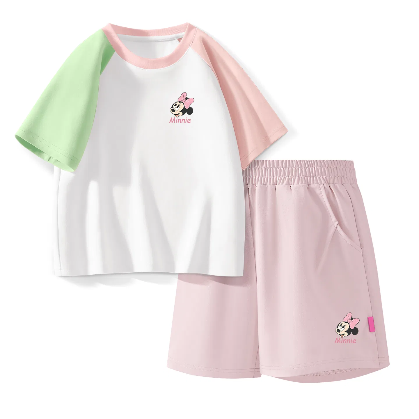 Детский спортивный костюм Casual Sportswear 2 Piece Set Disney, Di Surprise K Green Pink+Di Surprise K_Bottom Right Milk Glutenous Pink
