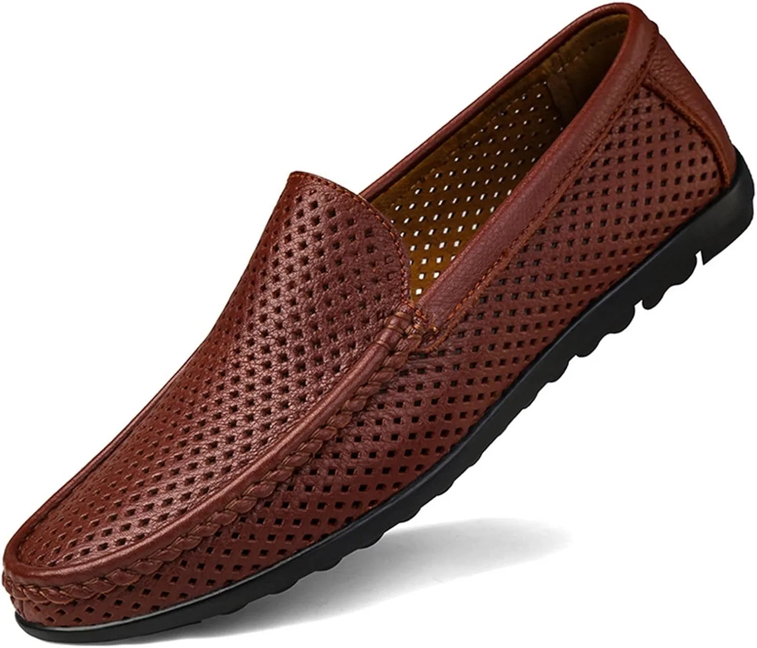 Лоферы Leather Men's Loafers Breathable Lightweight Loafer Shoes, Hollow Brown — фото 3