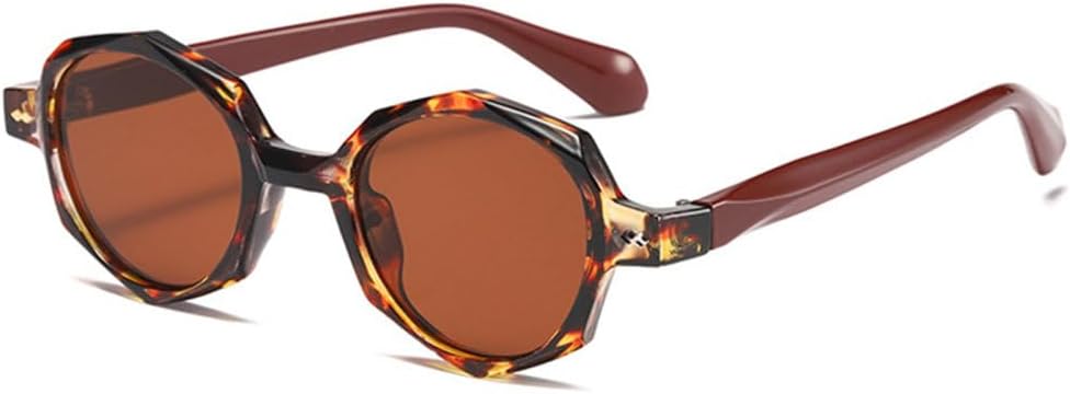 

Солнцезащитные очки LVTFCO в стиле ретро, ​​неправильной овальной формы, женские, с защитой от УФ-излучения UV400, модные, с заклепками, мужские, в стиле панк, многоугольные, Leopard Tea