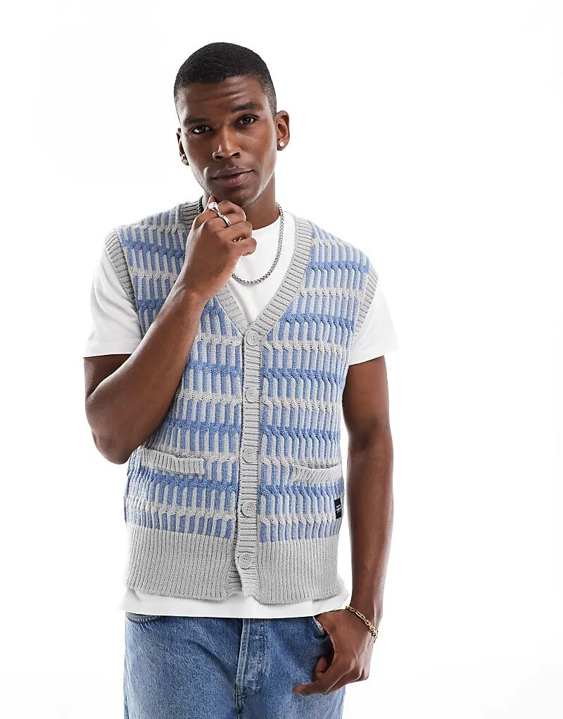 

Жилет Native Youth с плетеным узором серо-синего цвета