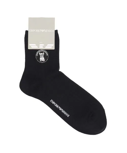 Носки EMPORIO ARMANI DOG, средние ребристые, чёрные