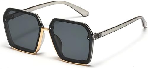 

Мужские солнцезащитные очки Polygon Square для женщин, модные солнцезащитные очки большого размера в стиле ретро, ​​унисекс, с защитой от УФ-излучения UV400 MTZJH, Grey Grey