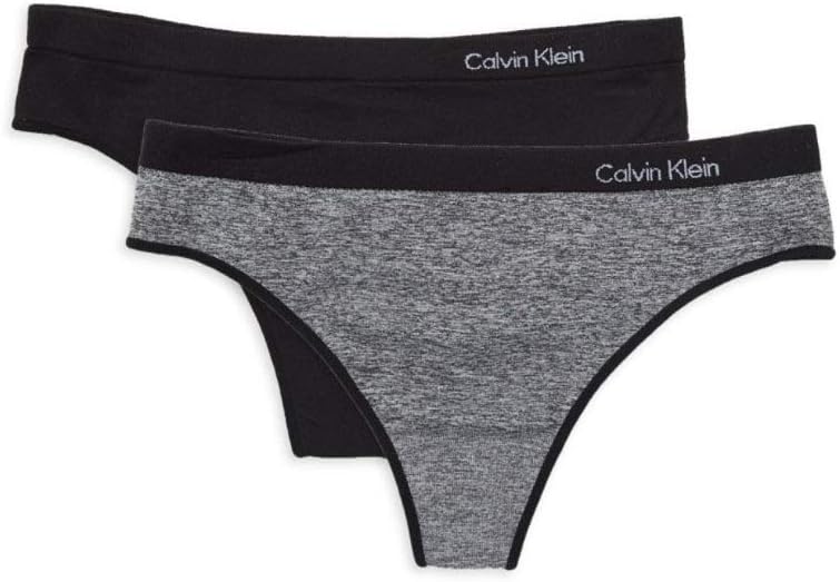 

Набор из двух классических женских трусиков-стрингов Calvin Klein с логотипом, Grey Heather(Qp1828-062)/Black