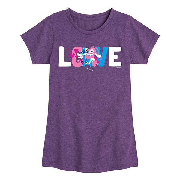 

Футболка с принтом Lilo & Stitch Love Stitch & Angel для девочек 7-16 лет Disney, Heather Purple