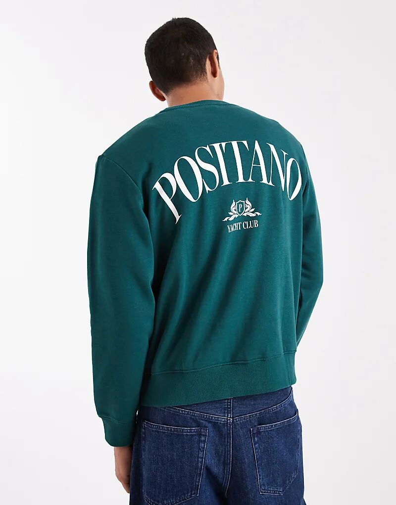 

Толстовка Jack & Jones с принтом «Позитано» на спине зеленого цвета